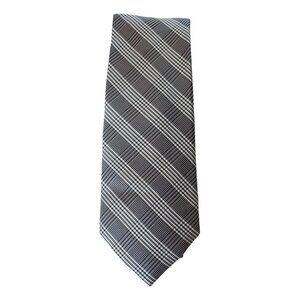 MICHAEL KORS Black Ivory Worthy Glen Plaid Silk Slim Tie